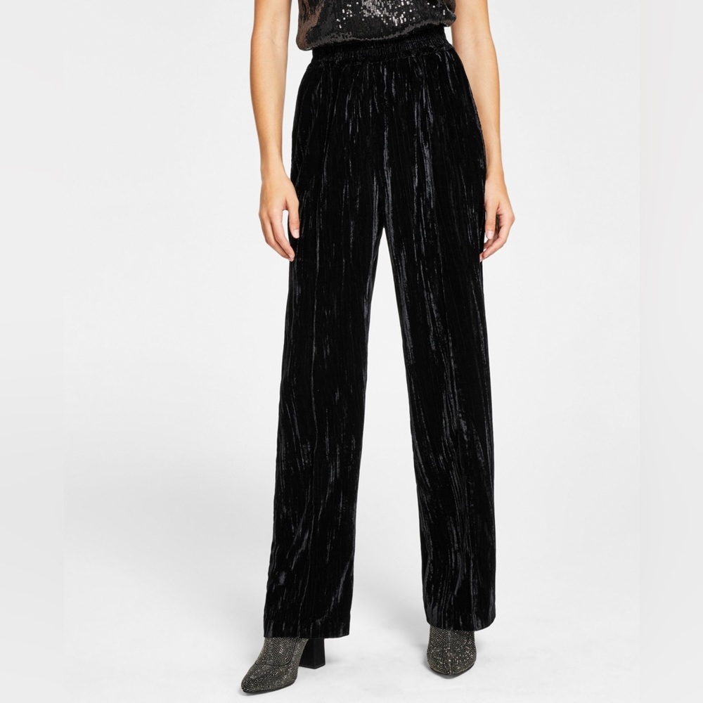 Leyden Velvet Wide Leg Pants Black NEW Women's XLarge